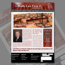 Custom designed web site for Wolfe Law Firm
